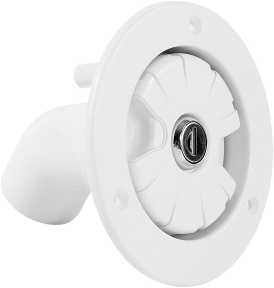 (White) Water Inlet Fill Dish Hatch Lock,Locking Water Cap,Car Fresh Water Lock Inlet Hatch RV Camper Filler Cap Tank for Caravan Motorhome,Water Filler Cap image number 3