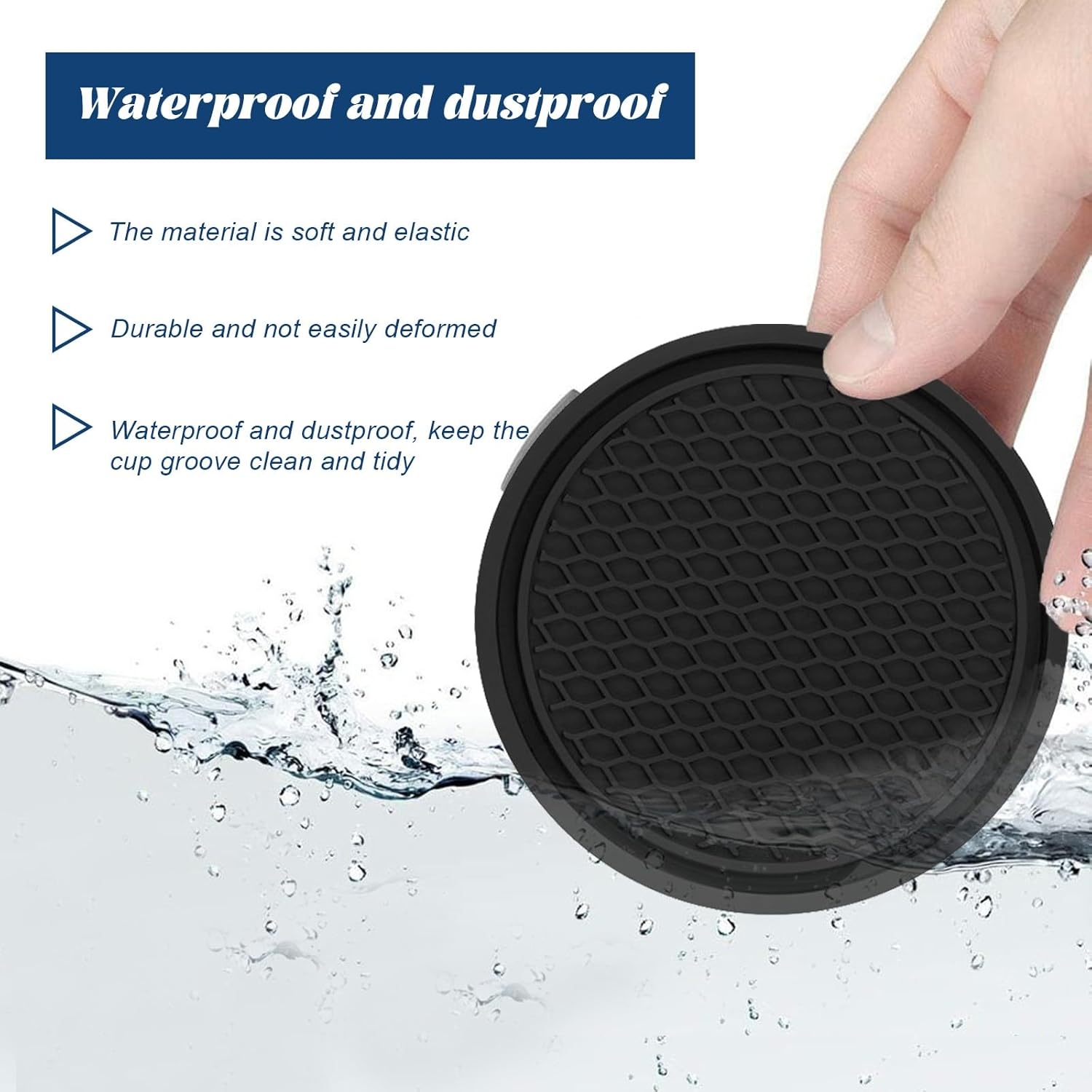 4 Pcs Car Accessories,Car Accessories Interior,Universal Anti-Slip Coasters,Automotive Accessories for All Cars (Black) image number 4