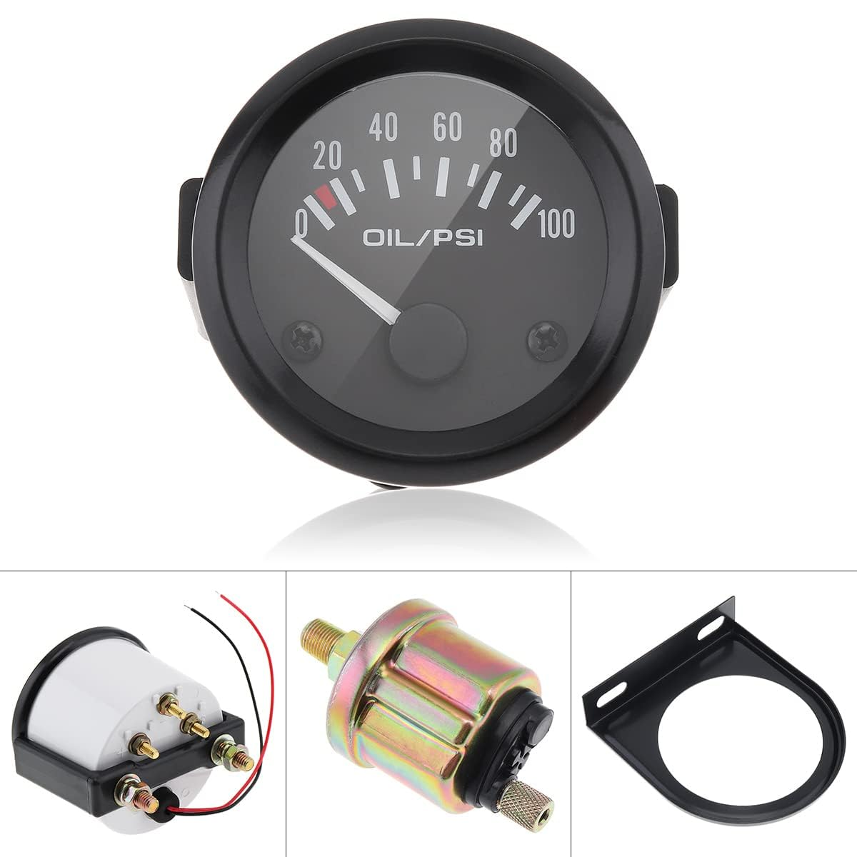 Drisentri Oil Pressure Gauge Kit, 2" 52MM 12V 0~100PSI Universal Colorful LED Digital Oil Press Pressure PSI Gauge with Oil Pressure Sensor image number 5