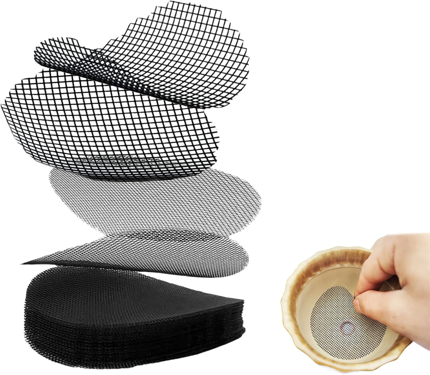 Zvorgath 50 Pack 10Cm Flower Pot Hole Mesh Pad - Bonsai Pot Bottom Grid Mat Mesh for Garden Planting, round Drainage Mesh Hole Screens, Plant Drainage Screens Gasket Prevent Soil Loss image number 1