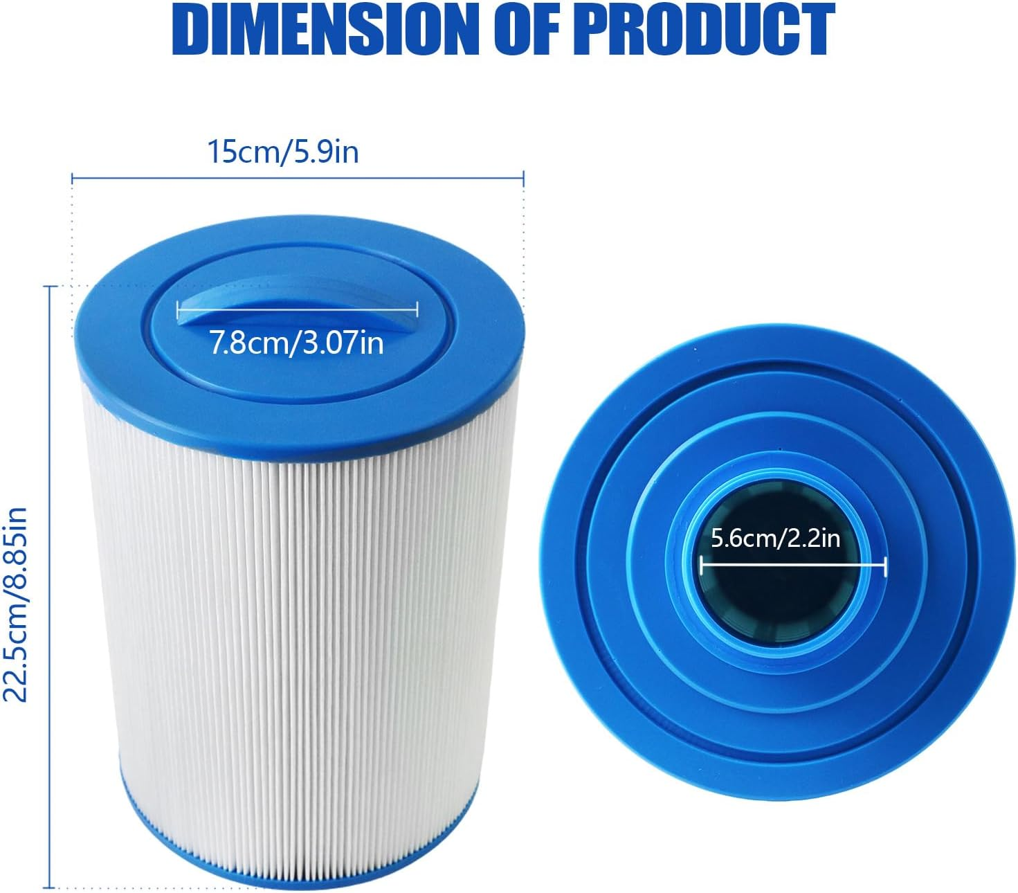 PAS40-F2M Hot Tub Filter 6CH-352 - Spa Filter Cartridge Replacement Fit for Unicel, Artesian Spas 06-0014-12, Filbur FC-0312, Master Spas PMA-R1 Filters, 40 Sq.Ft Hot Tub Filter Cartridge, 2 Pack