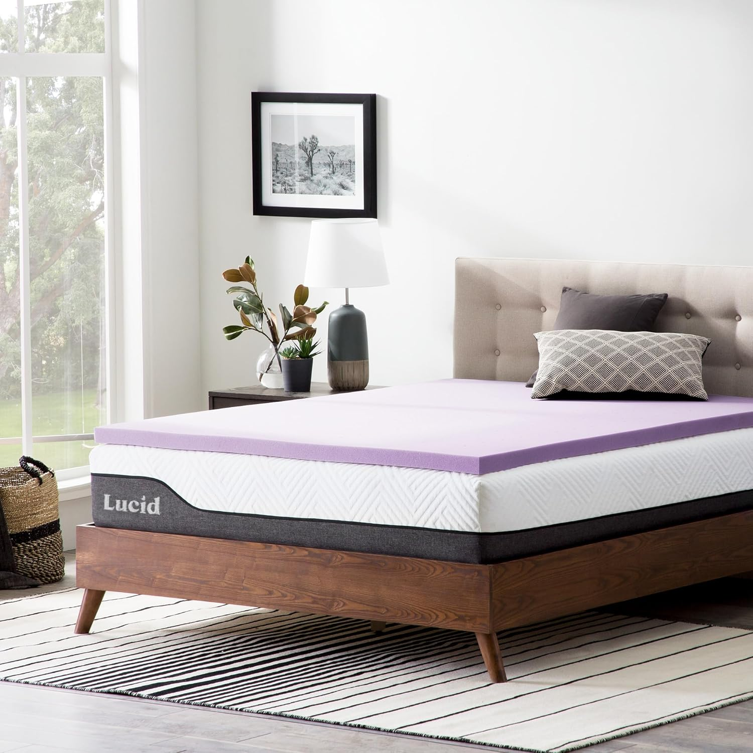 LUCID Ventilated Design 2 Inch Lavender Infused Memory Foam Mattress Topper, Full image number 6