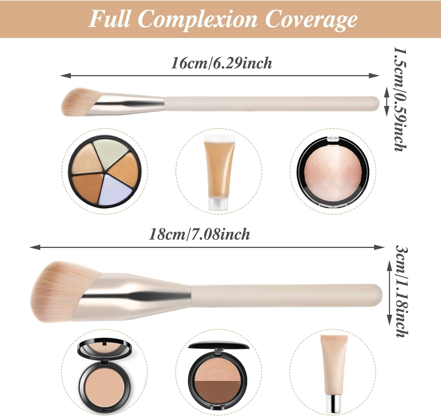 Bewudy 2 Pcs Concealer Brush, Angled Concealer Brushes for under Eye, Precision Face Blending Blush Brush, Foundation Concealer for Dark Circles, Make up Nose Contour Brush Applicator