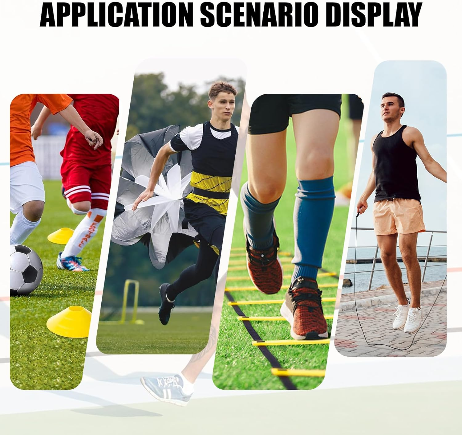 Speed Agility Training Equipment Set, 20Ft Agility Ladder,12 Soccer Cones, Jump Rope, Running Parachute, Basketball Football Soccer Training Equipment for Kids Youth Adults image number 3