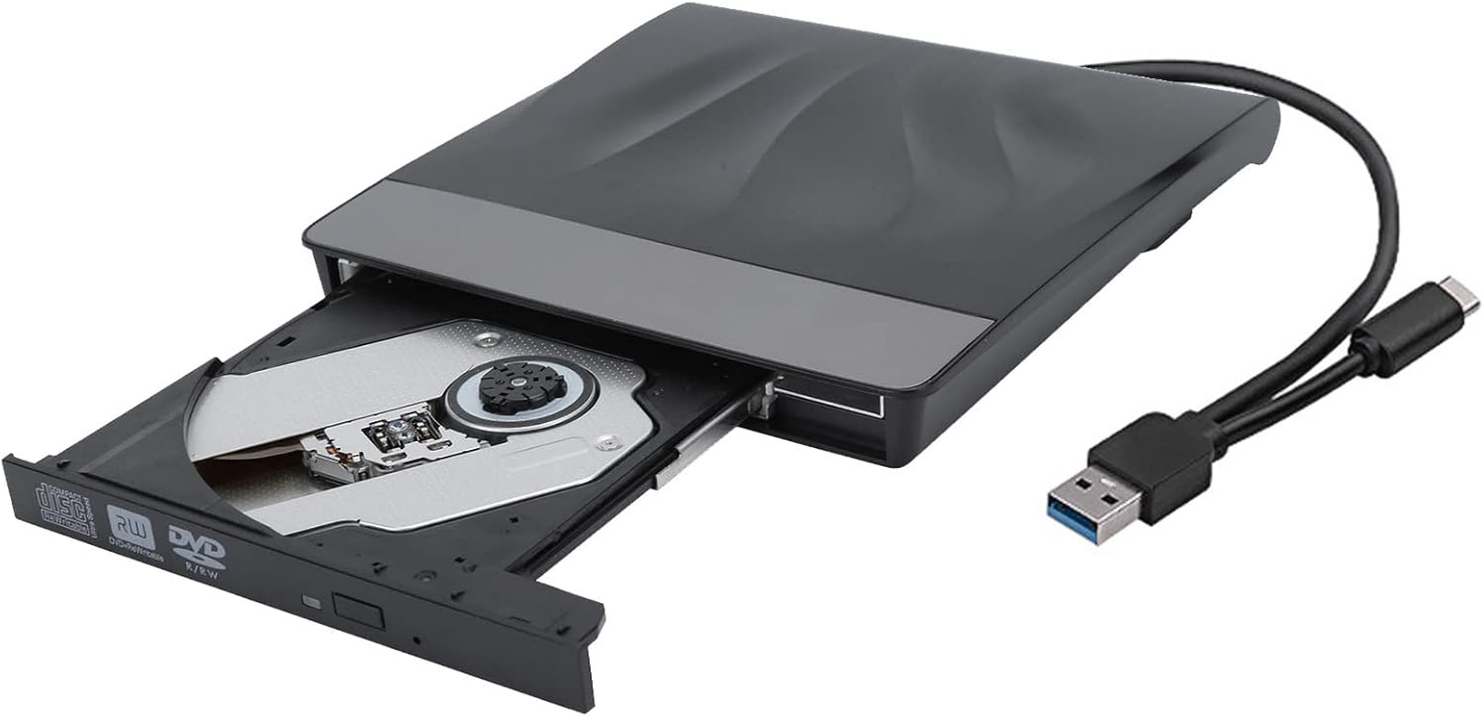 USB 3.0 External Optical Drive with Dual-Port Type-C, Portable CD DVD +/-RW Burner Writer Recorder, Compatible for 98 XP Vista OS, External DVD Drive for Laptop Desktop image number 5