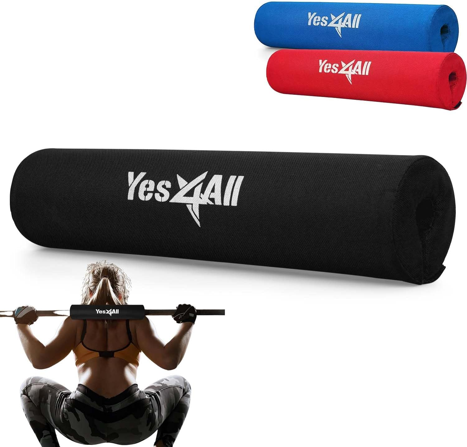 Yes4All Olympic Barbell Pad, Foam Squat Pad for Neck & Shoulder Support, Hip Thrust & Weight Lifting Cushion