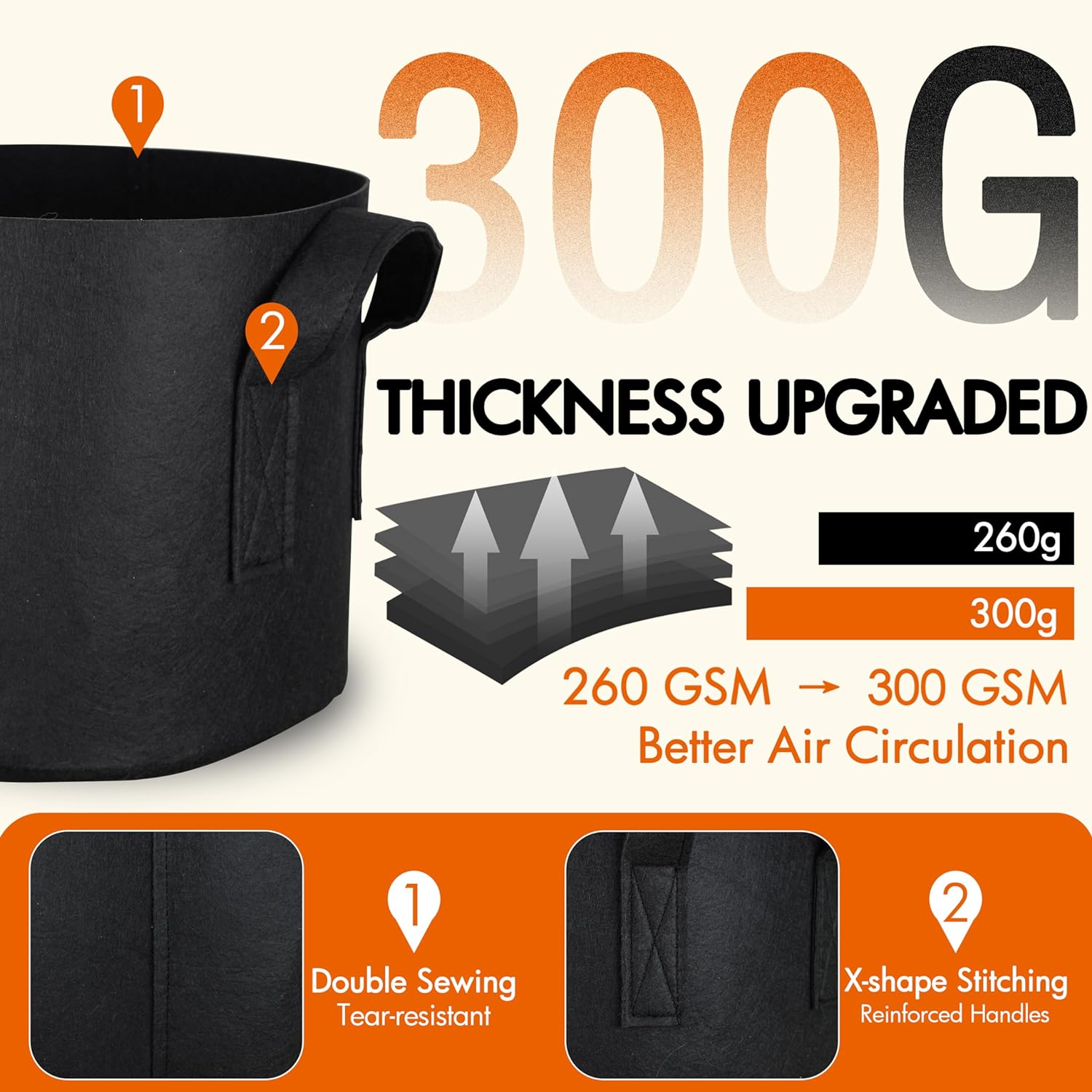 Gardzen 6-Pack 30 Gallon Grow Bags, Aeration Fabric Pots with Handles