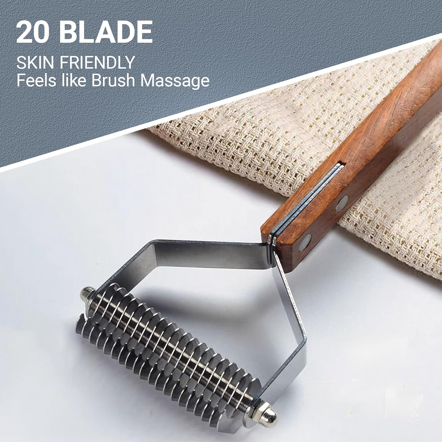 20-Blade Dog Grooming Rake - Professional Undercoat Remover for Medium/Large Dogs & Cats, Stainless Steel Dematting Tool with Solid Wood Handle, Shedding Brush for Mats, Tangles & Flying Fur image number 6