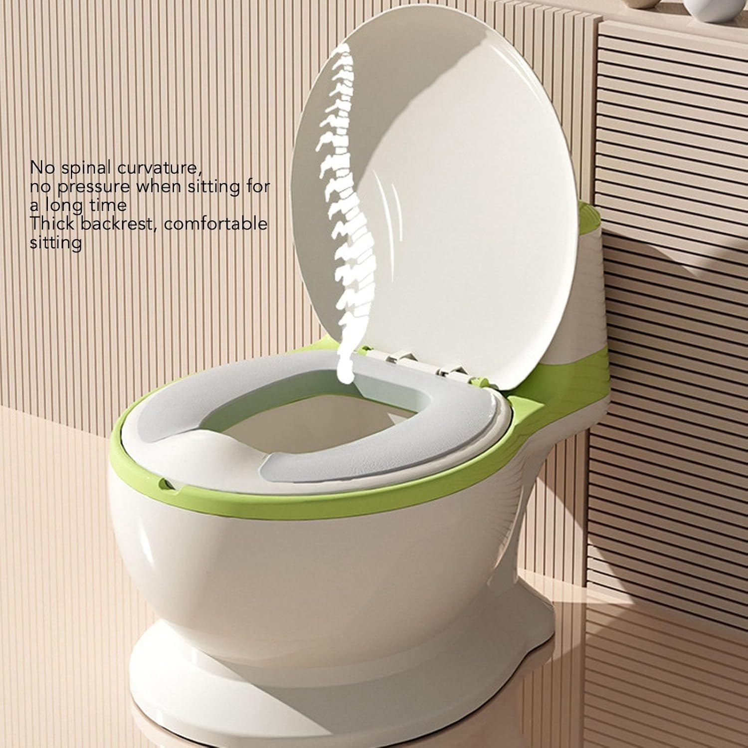 Potty Training Toilet, Realistic Potty Training Seat, Removable Potty Pot, Realistic Flushing Sound, Toilet Tissue Dispenser and Splash Guard, Non-Slip for Toddler& Baby&Kids