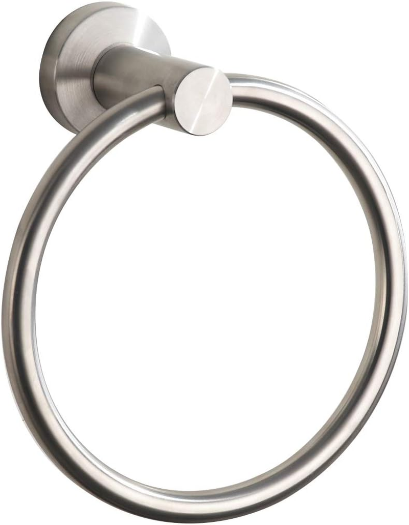 Towel Ring Brushed Nickel, Bath Hand Towel Ring Stainless Steel Adhesive No Drill Hanging round Towel Holder for Bathroom - Brushed Gold image number 6