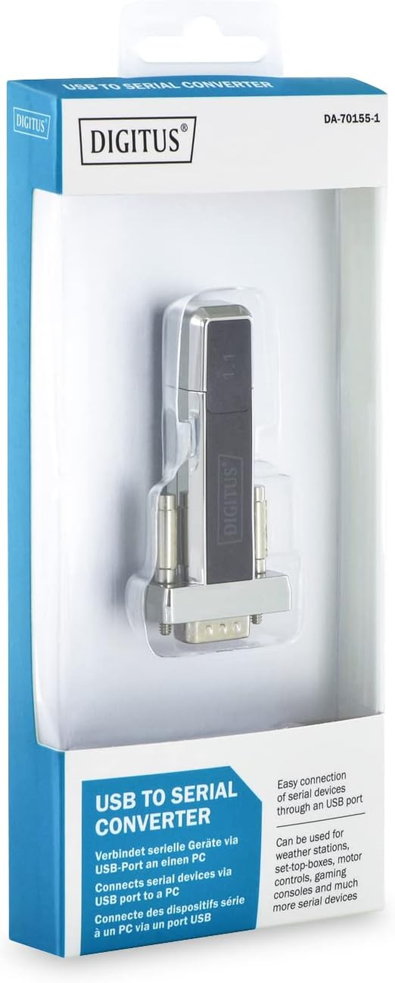 DIGITUS USB to Serial Adapter - RS232 Converter - USB 1.1 Type-A to DSUB 9M - PL2303RA Chipset - Extension Cable