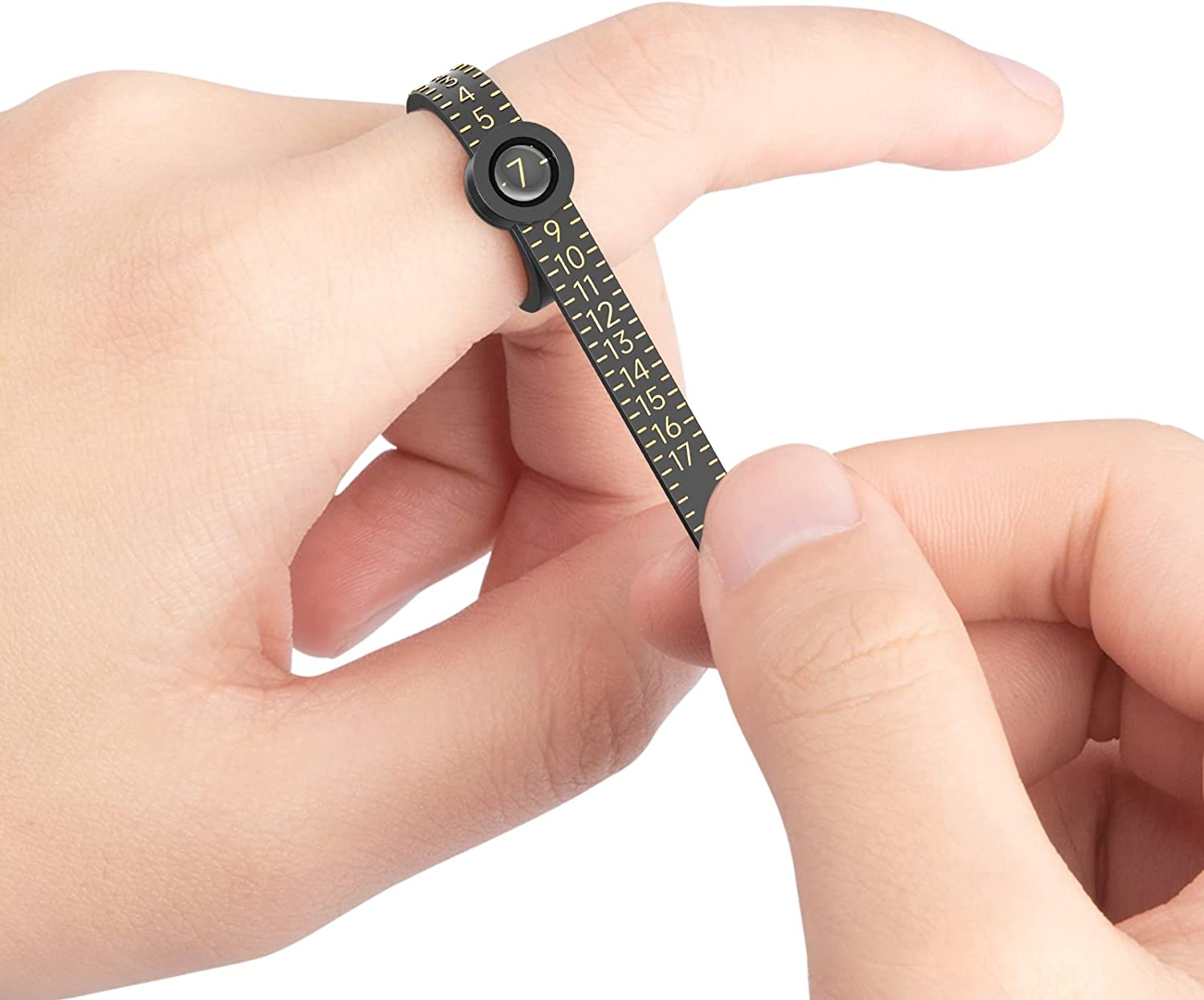Ring Sizer 1-17 Measuring Tool with Magnified Glass, Reusable Finger Size Gauge Jewelry Sizing Tool USA Rings Size - Black image number 3