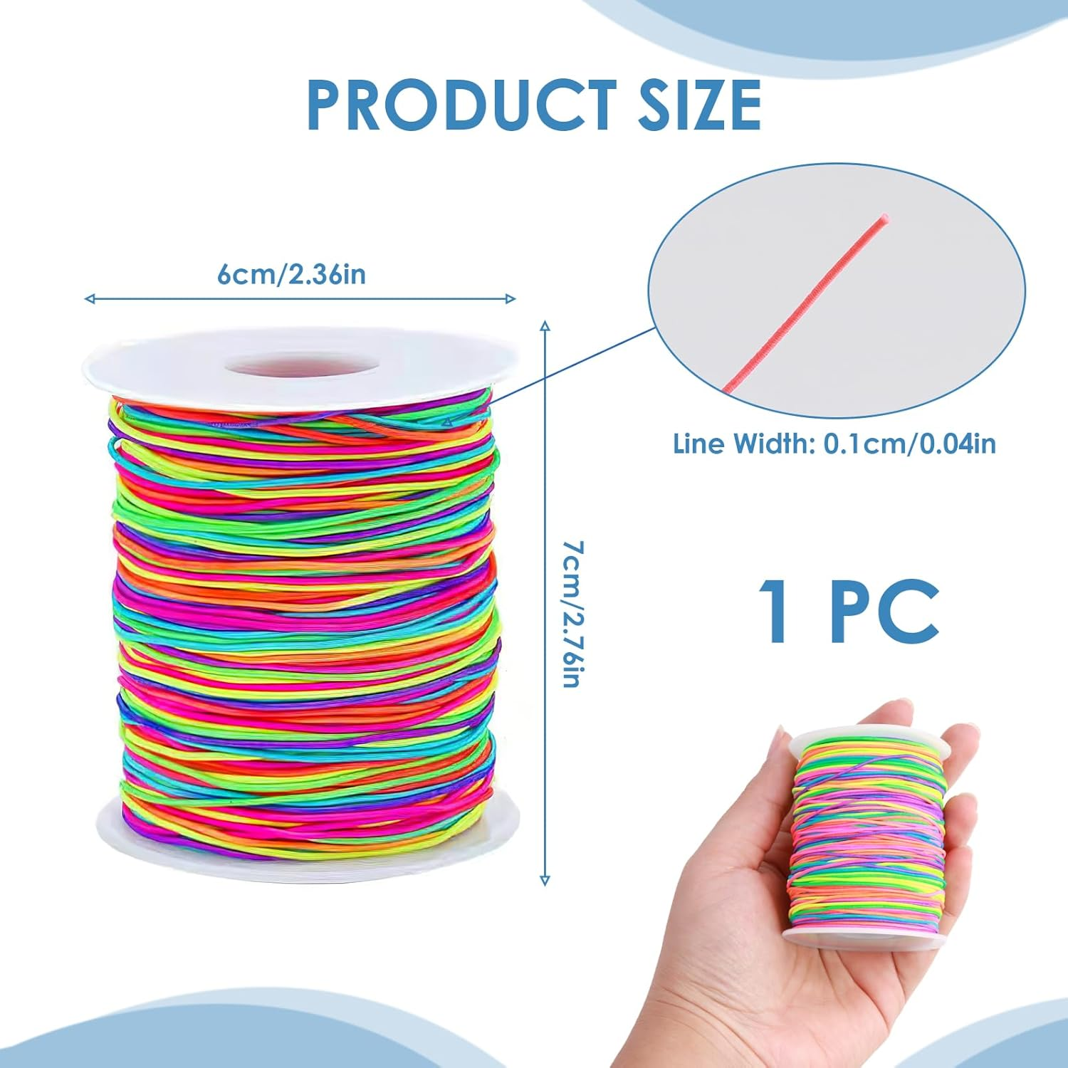 100M Rainbow Elastic Beading Cords 1Mm for Kids Crafts, Pony Bead String, Stretchy Craft Cord for Bracelets and Necklaces, Durable and Colorful Elastic Thread for Jewelry Making image number 4