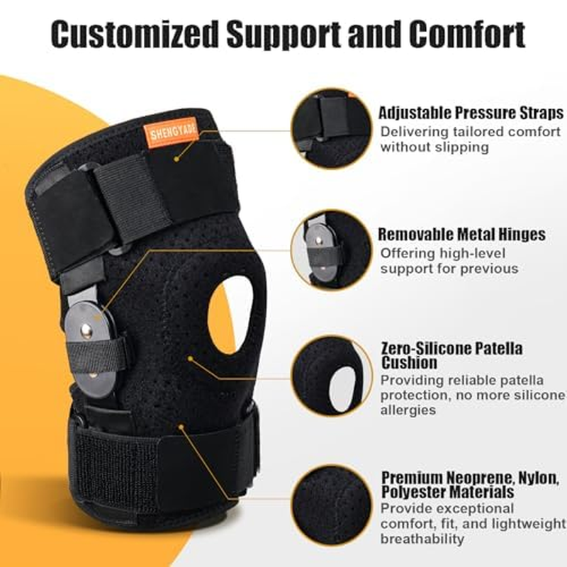 Hinged Knee Brace, Adjustable Knee Support Wrap for Men and Women, Pain Relief Swelling and Inflammation, Patellar Tendon Support Sleeve for Helping Relieve Strains, Sprains, ACL and MCL Injuries (L) image number 5