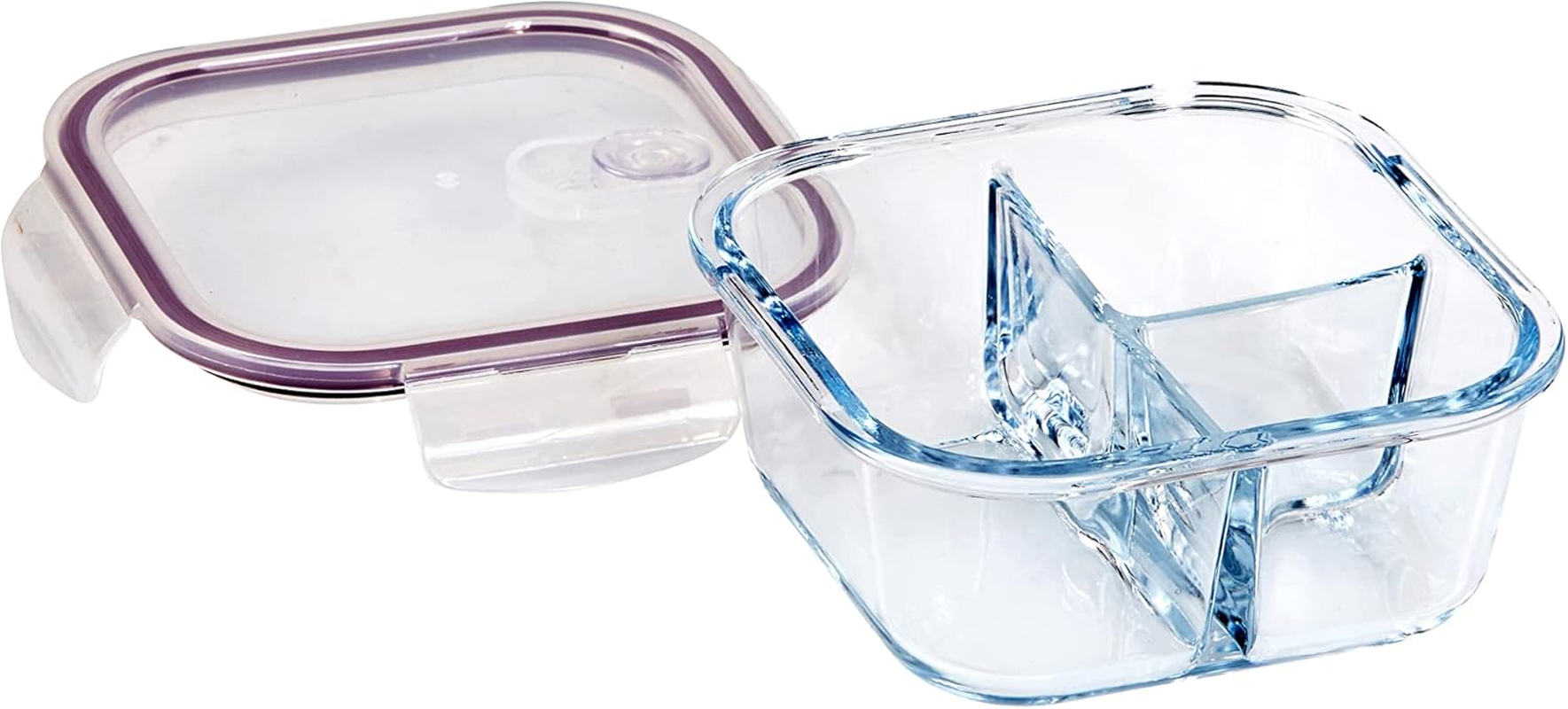 Eterna 3 Divider Square Glass Container, 800 Ml Capacity image number 1