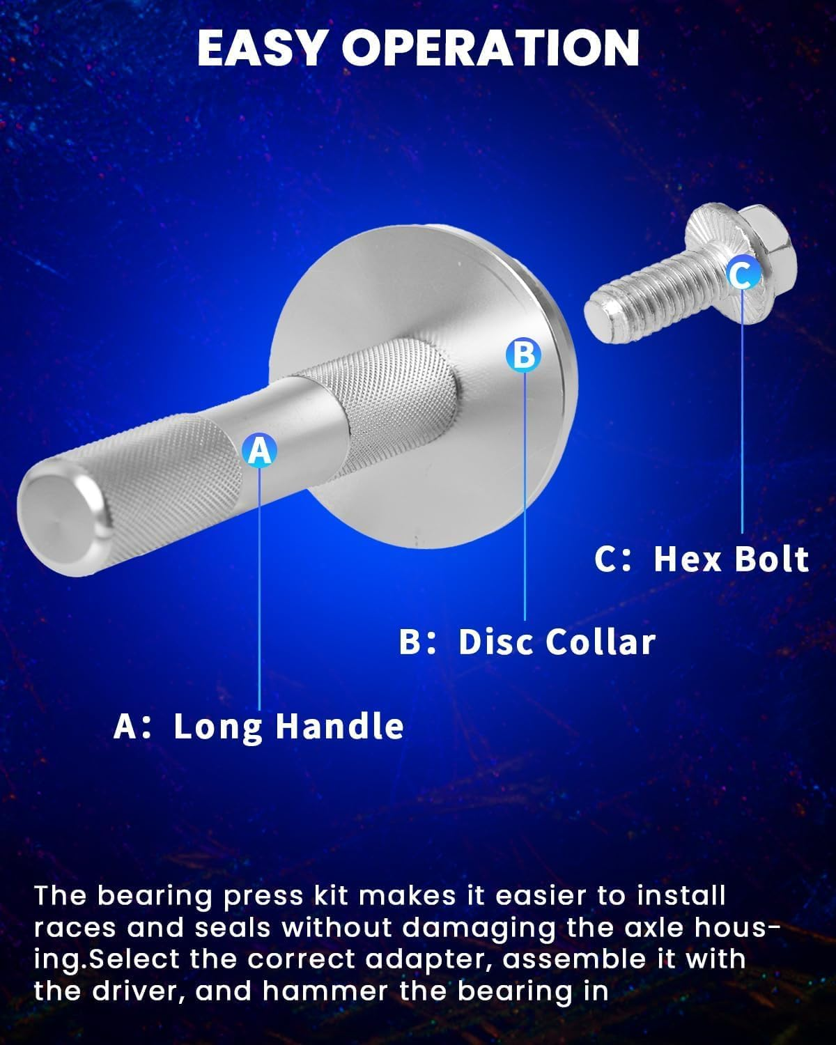 Bearing Press Kit, 10Pc Bearing Race and Seal Driver Set with Seal Driver and 9 Bearing Adapters, Seal Installer Bearing Driver Kit for Bearing Installation image number 2