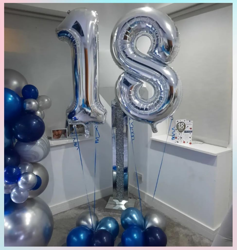YALLOVE Giant Silver Balloon Number, 40 Inch Foil Big Number 9 Balloons for Birthday Anniversary Baby Shower New Year'S Eve image number 3