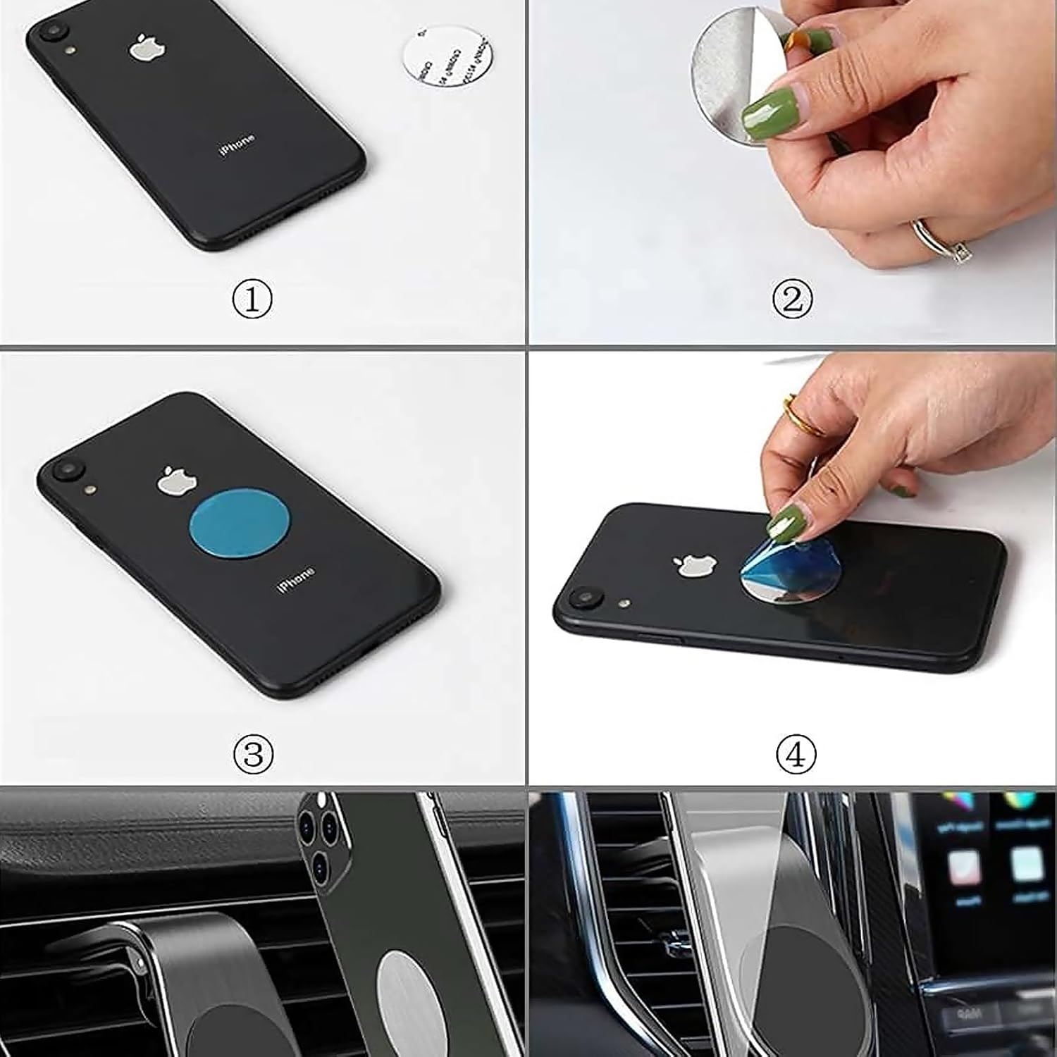 Pack of 100 30 Mm Metal Plates, Self-Adhesive, Silver, Modern Style, for Magnetic Car Mobile Phone Holder