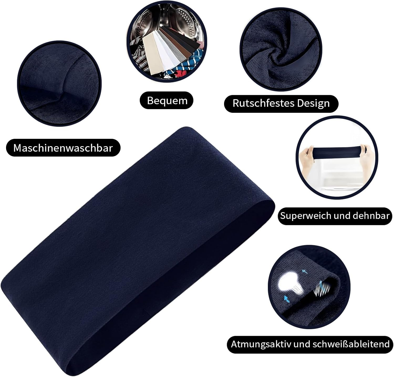 Women'S Headband Set of 10 Sports Hair Bands - Elastic Non-Slip Cotton Headband for Yoga Fitness in 10 Colours image number 2