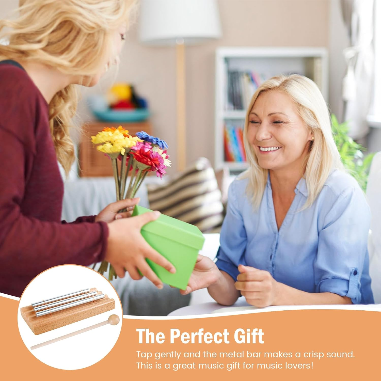 Three Tone Chime Bell, Delicate Meditation Chime Pleasant Hand Percussion Chimes Joyful Hand Percussion Chimes Euphonic Meditation Chime for Releasing Mood image number 6