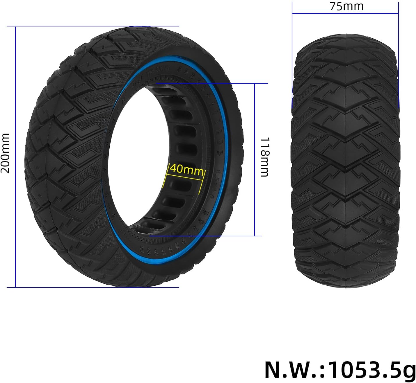 VOLOHAS 8.5 X 3 Solid Rubber Tyres 8.5 X 3 Replacement Wheels 8 1/2 X 3 Solid Tyres for KUKIRIN G2 Pro/Zero 9/Vsett 8/9/9+/Inokim Light 2/Kugoo Kirin X1 Electric Scooter Solid Tyre Puncture Proof image number 3