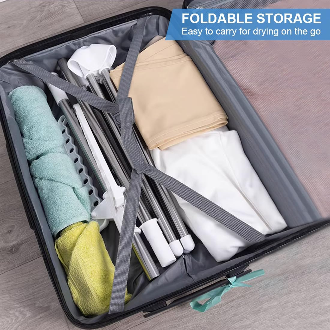 Folding Clothes Drying Rack, 65.7 Inch 2 Tier Laundry Drying Rack with Rotating Clothes Rail for 54 Pieces of Clothes image number 2