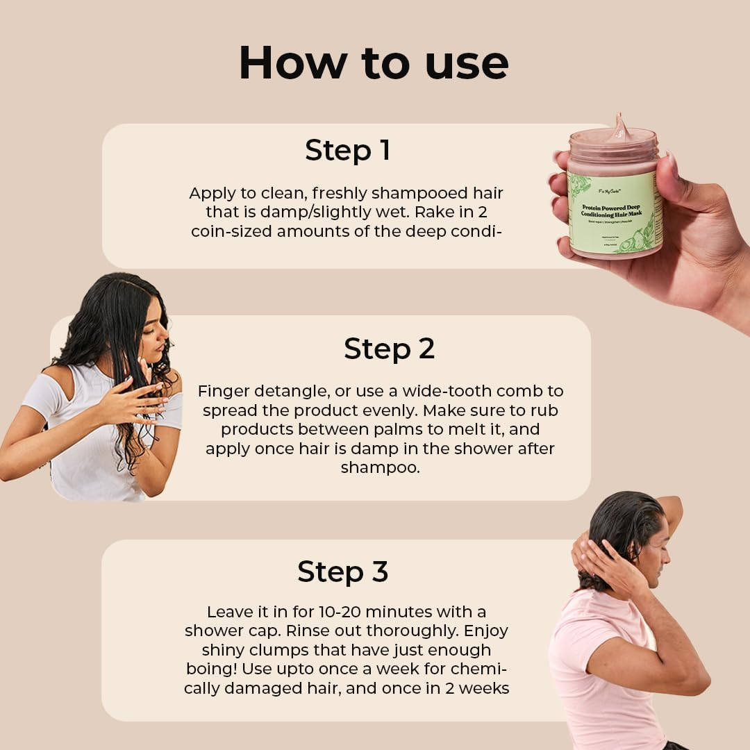 Fix My Curls Protein Powered Deep Conditioning Mask with Amla, Quinoa, Avocado Oil, & Brown Algae Extract for Curly and Wavy Hair (300G) image number 1