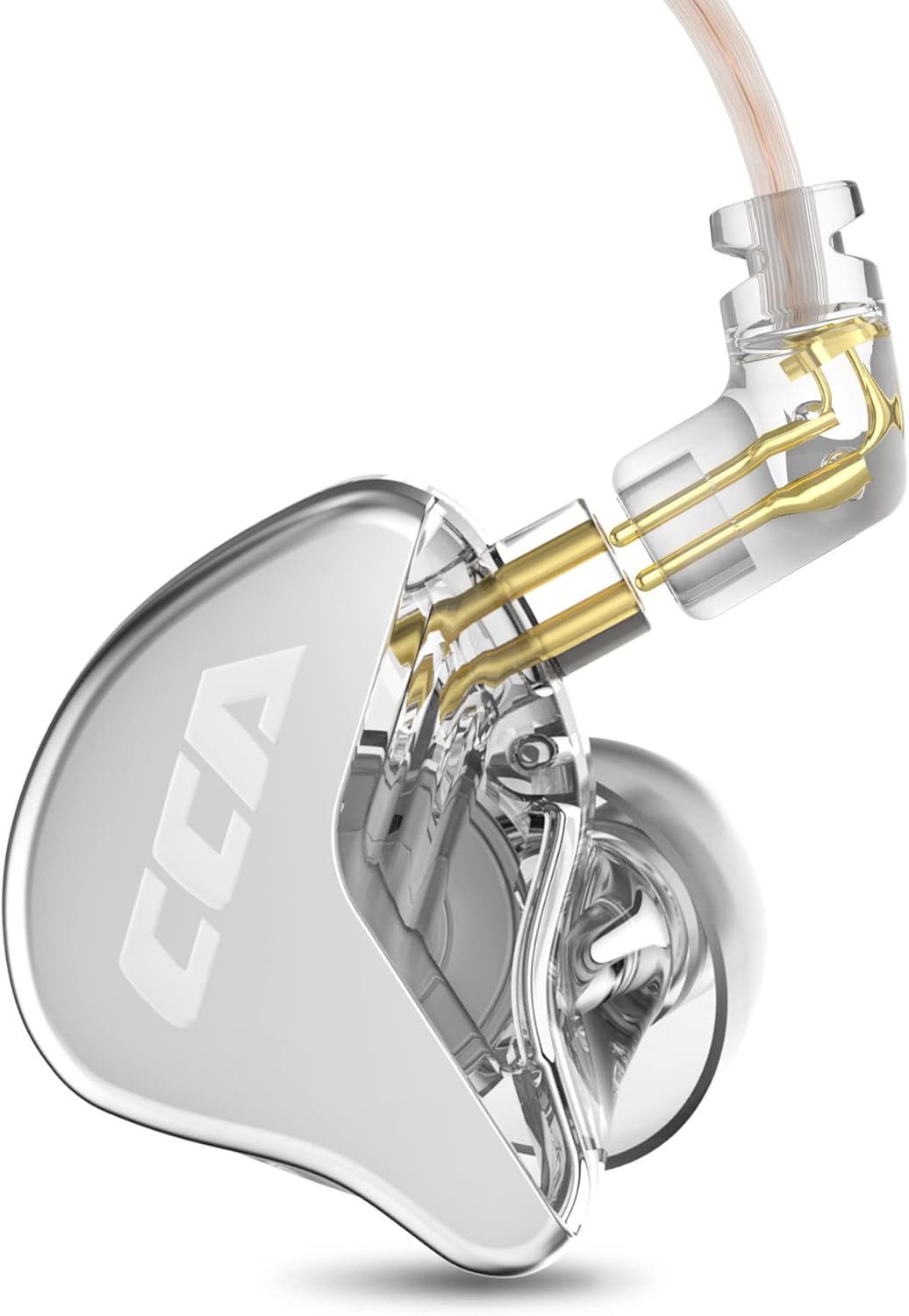 CCA CRA in Ear Earphone, Ultra-Thin Diaphragm Dynamic Driver IEM, Clear Sound & Deep Bass, Wired Earbuds with Tangle-Free Removable Cord, Crystal image number 5