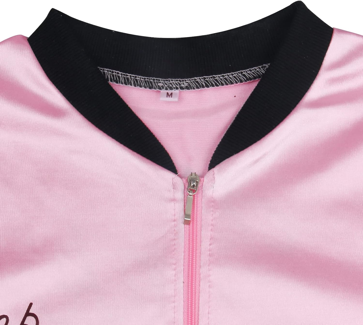 1950S Women Lady Girls Pink Satin Jacket Halloween Cosplay Costume Fancy Dress Coat with Neck Scarf