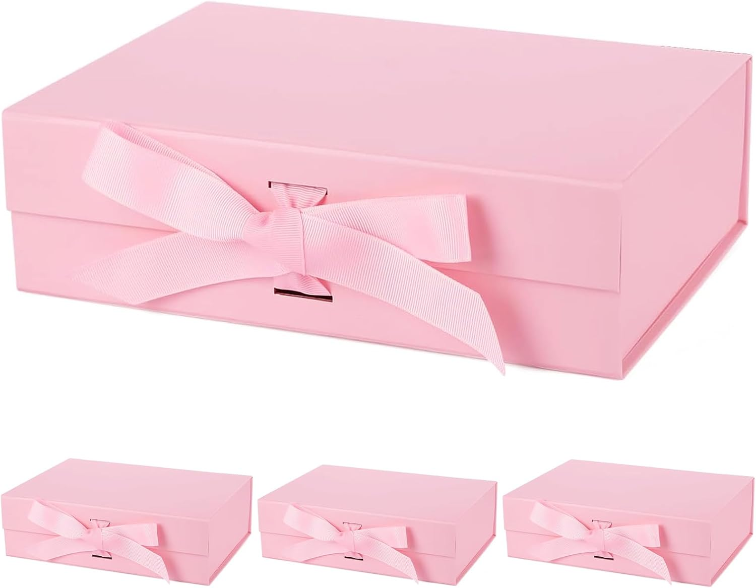 4 PCS Gift Boxes, Magnetic Closure Collapsible Gift Boxes for Gift Packaging, Rectangle Gift Box for Mother'S Day Weddings Birthdays Gifts, Large Capacity Solid Color Gift Box with Ribbon (PK) image number 6