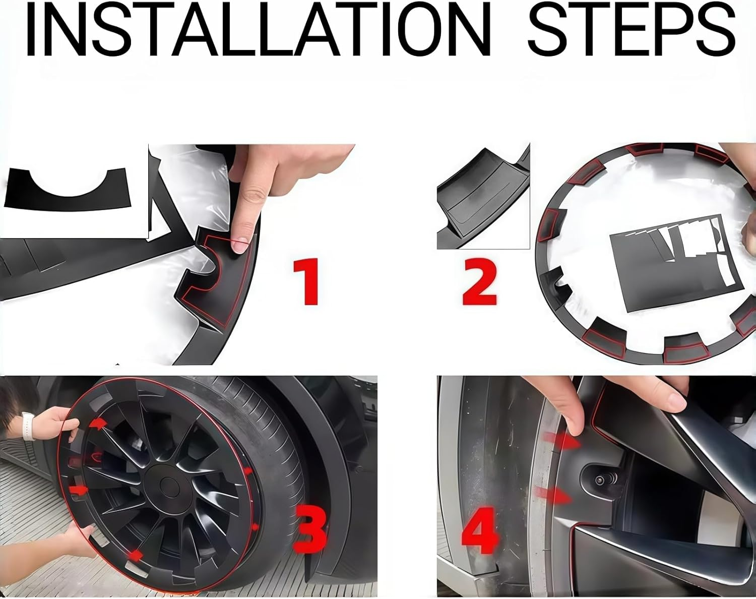 Wheel Hubcap Protection for Tesla Model Y 20 Inch Wheel Rim Protectors, 4PCS ABS Hubcaps &ndash; Anti-Scratch Car Tire Trim Covers, Stylish & Durable, Protect Your Wheels image number 4