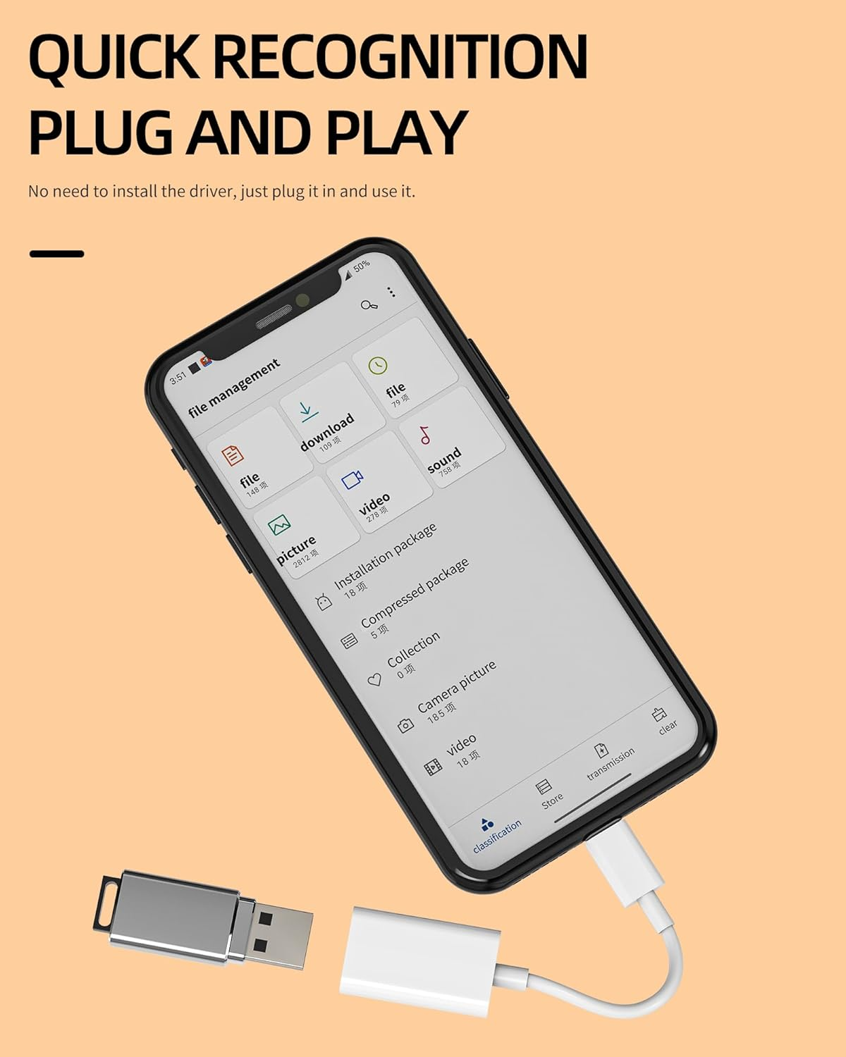 Lightning to USB Adapter OTG 3.0 for Iphone 14 13 12 Pro for Ipad USB-A Female Connector for Apple Flash Drive Card Reader Data Transfer Keyboard Mouse Digital Camera Hub Accessory Memory Stick Dongle image number 1