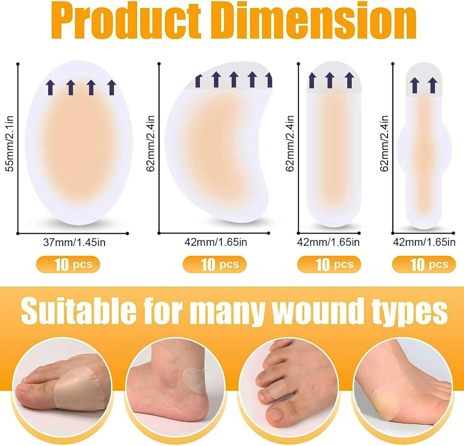 40 Pcs Blister Bandages for Feet, Invisible Hydrocolloid Bandages Hydrocolloid Patch,Blister Cushions, Waterproof Bandages for Foot, Toe, and Heel Prevention and Recovery image number 3