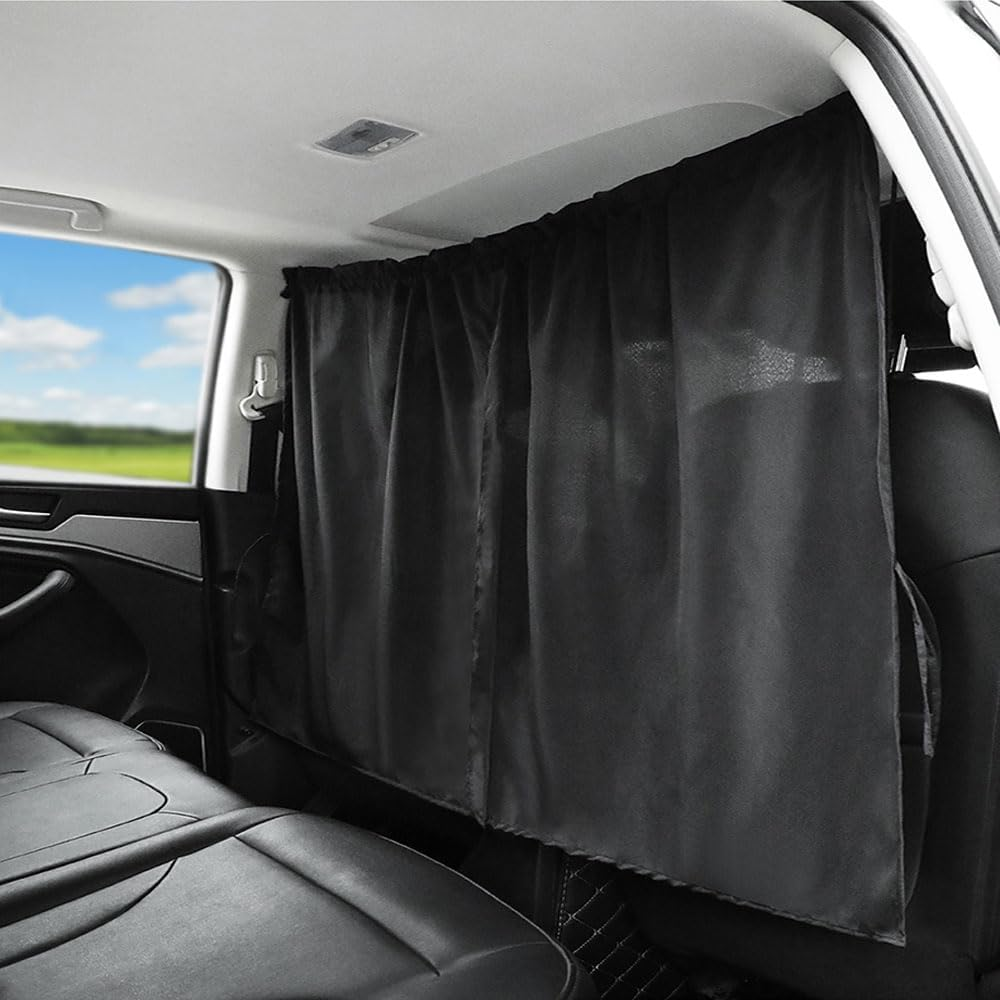 Ovege Car Divider Curtains Sun Shade-Privacy Travel Nap Night Car Camping Detachable Simple Curtain(Black, Back Seat-1Pcs)