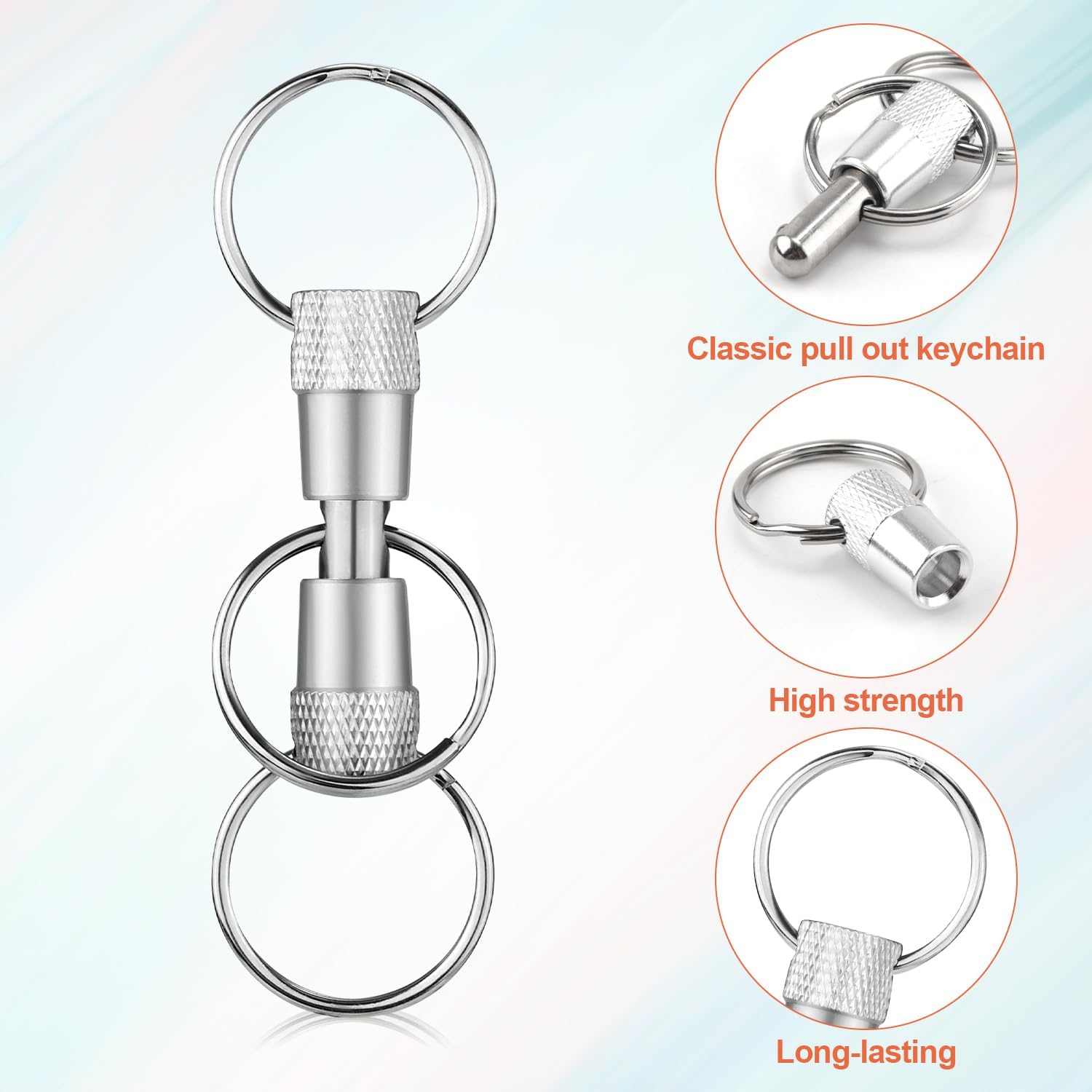 NQEUEPN 3-Way Quick Release Keychain, Detachable Key Rings Pull Apart Separate Quick Disconnect Release Convenient Accessory