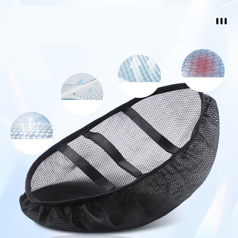 Motorcycle Seat Cover Universal Mesh Protective Seat Cover Non-Slip Breathable Seat Cushion Cover Motorcycle Seat Protector Cushion Seat (Black, 95 * 60Cm) image number 1