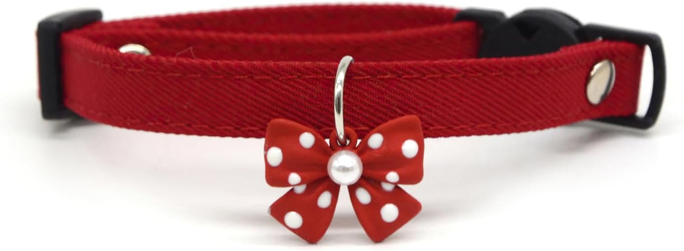 HOWWFALY Dog Collar and Cat Chain Necklace Adjustable Tie Necklace for Small Pets Cats Kitten Pupp (Red, S)