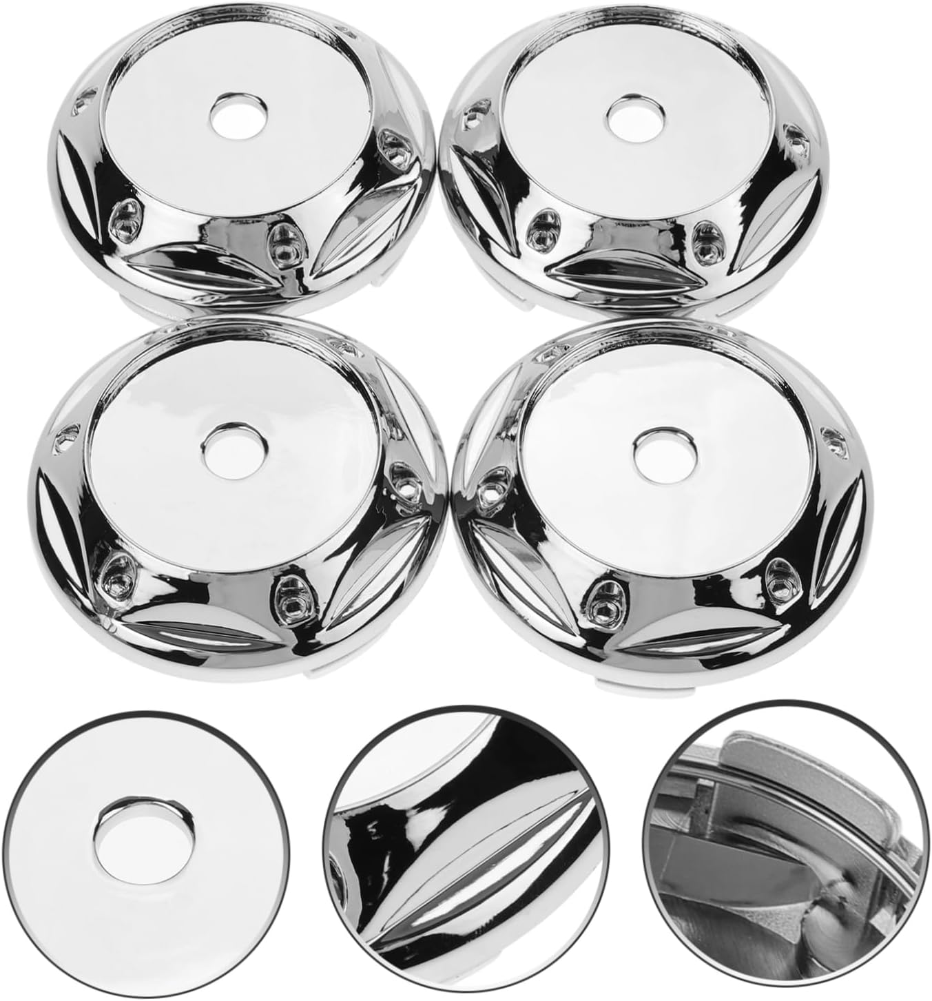 Happyyami 4Pcs 68Mm Silver Auto Wheel Hub Center Caps Car Rim Center Caps Replacement for Vehicle Wheels image number 5