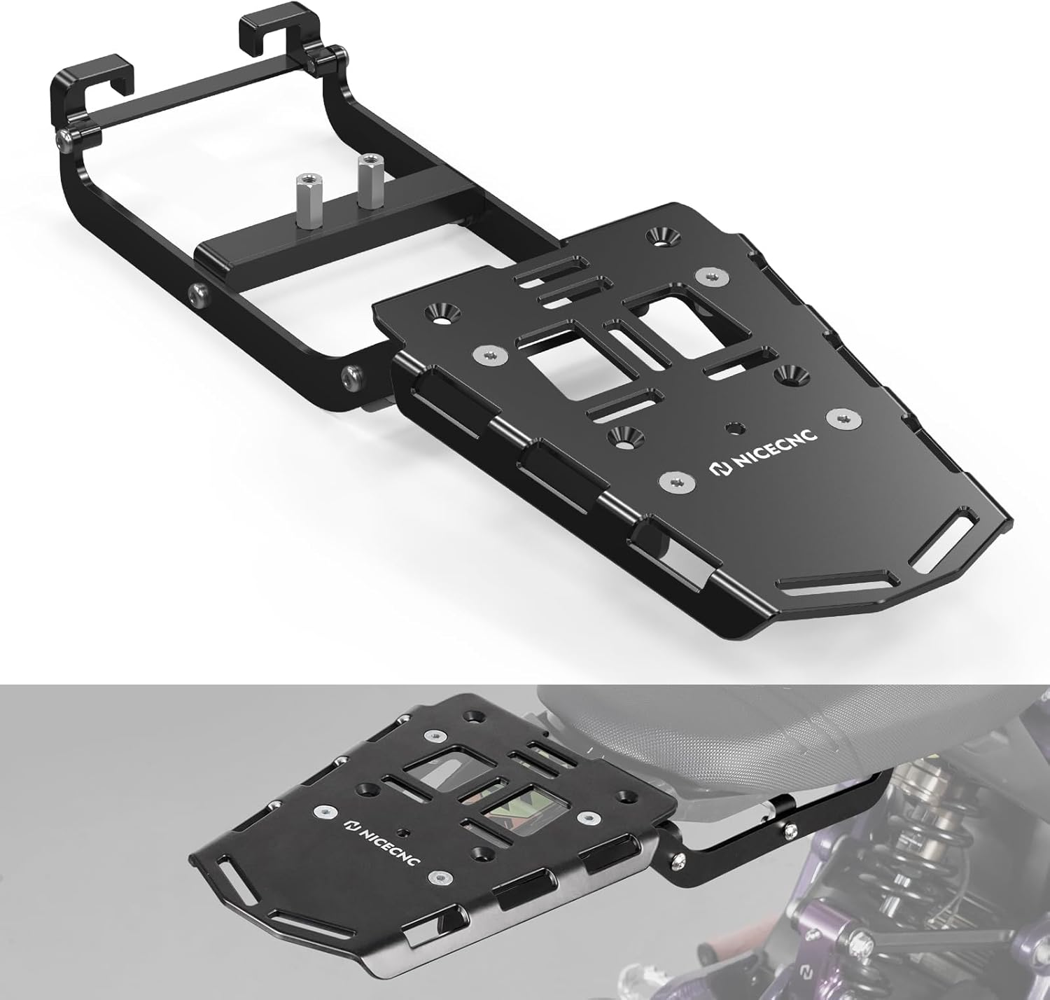 NICECNC Rear Luggage Rack Compatible with Surron Light Bee X/S/ L1E Tail Cargo Holder Compatible with Segway X160 X260 Capacity up to 5 Kg image number 4