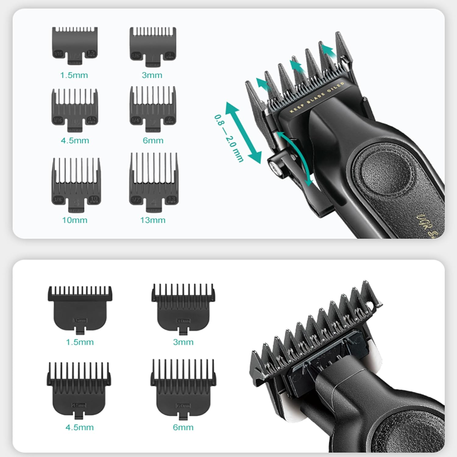 VGR 197 & 995 Professional Barber Combo for Men, Cordless Hair Clippers & Zero Gapped Trimmer Set, Dual-Speed Edgers with Ceramic Stainless Steel Blades, LED Indicator image number 3