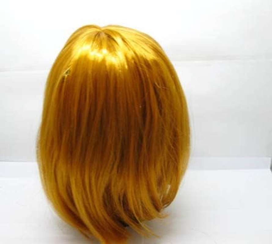 4Pcs Bobo Head Style Neat Bang Short Straight Cosplay Wig - Gold image number 2