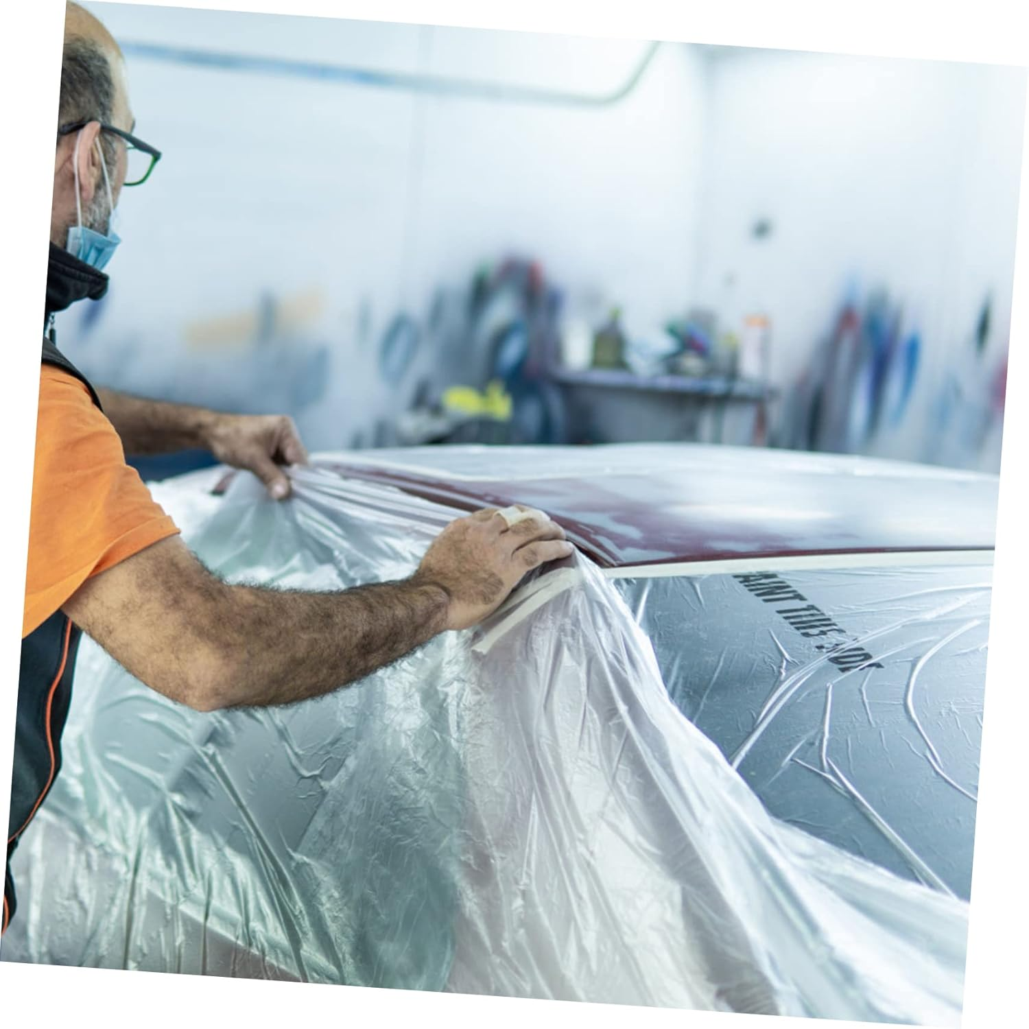 Generic Automotive Masking Film 3 Rolls 20Meters PVC Masking Sheets No Residue image number 1