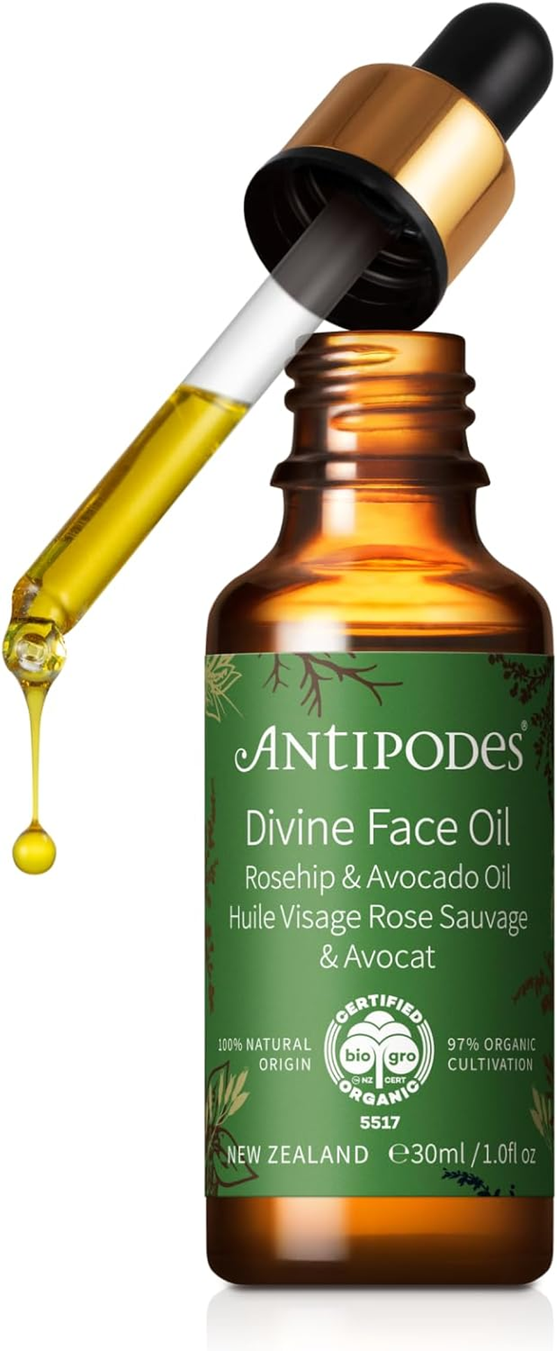 Antipodes Divine Face Oil, Rosehip & Avocado Oil, 30Ml image number 1