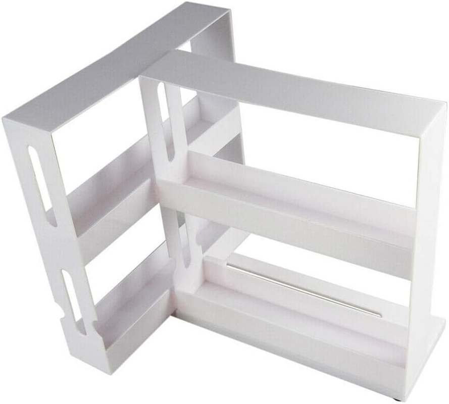 AUSTOCK Slide Out White Swivel Spice Rack Holder Organizer, 28Cm X 27Cm X 10Cm, Holds 20 Bottles, Fits Standard Bottles, No Installation Required, Kitchen Cabinet Space Saver image number 2