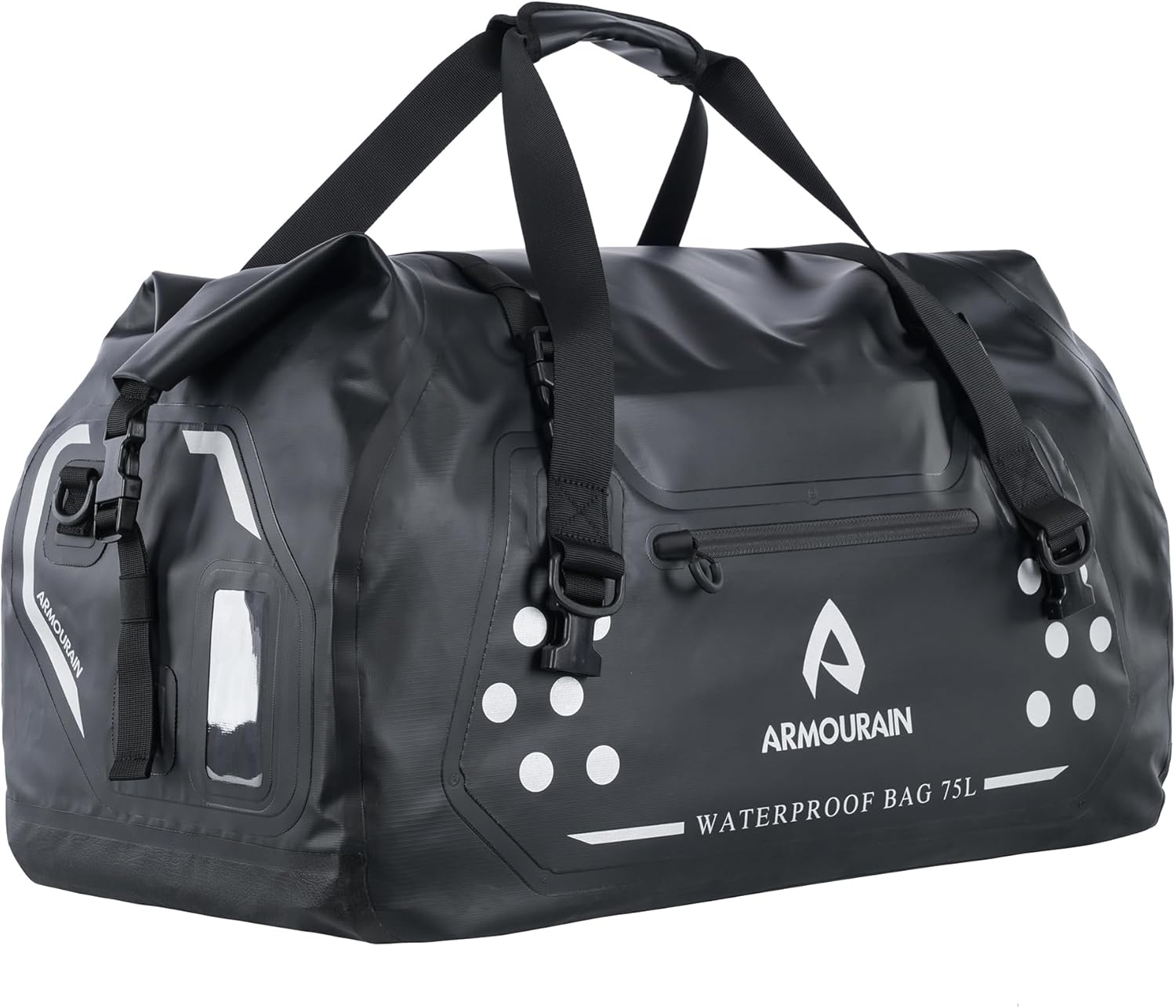 ARMOURAIN Motorcycle Dry Bag 75L Large Waterproof Duffel Bag Foldable Duffel Trunk Seat Bag for Travel,Boating,Motorbike,Kayaking (Black)