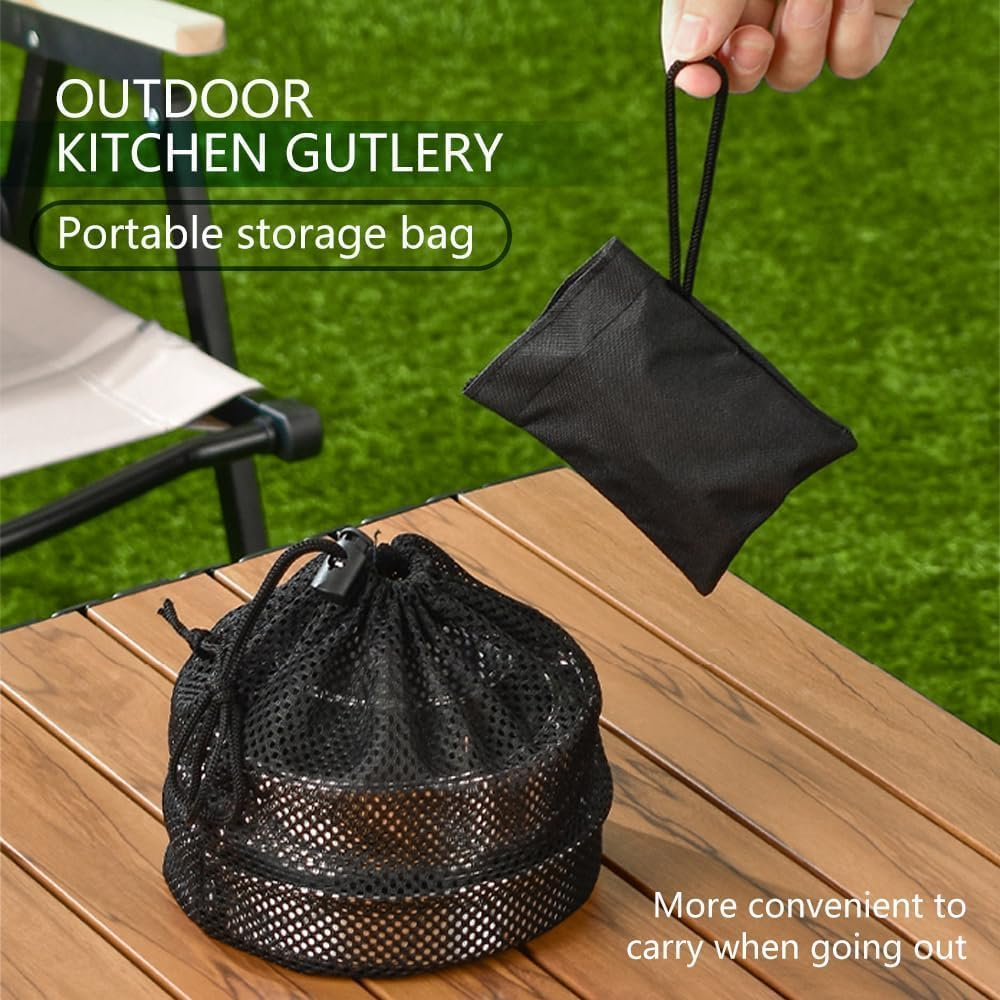 ABDULWEN Outdoor Hiking Picnic Stainless Steel Camping Tableware Kit with Camp Dishes, Cooking Utensils Accessories, Plates and Dinnerware Set image number 4