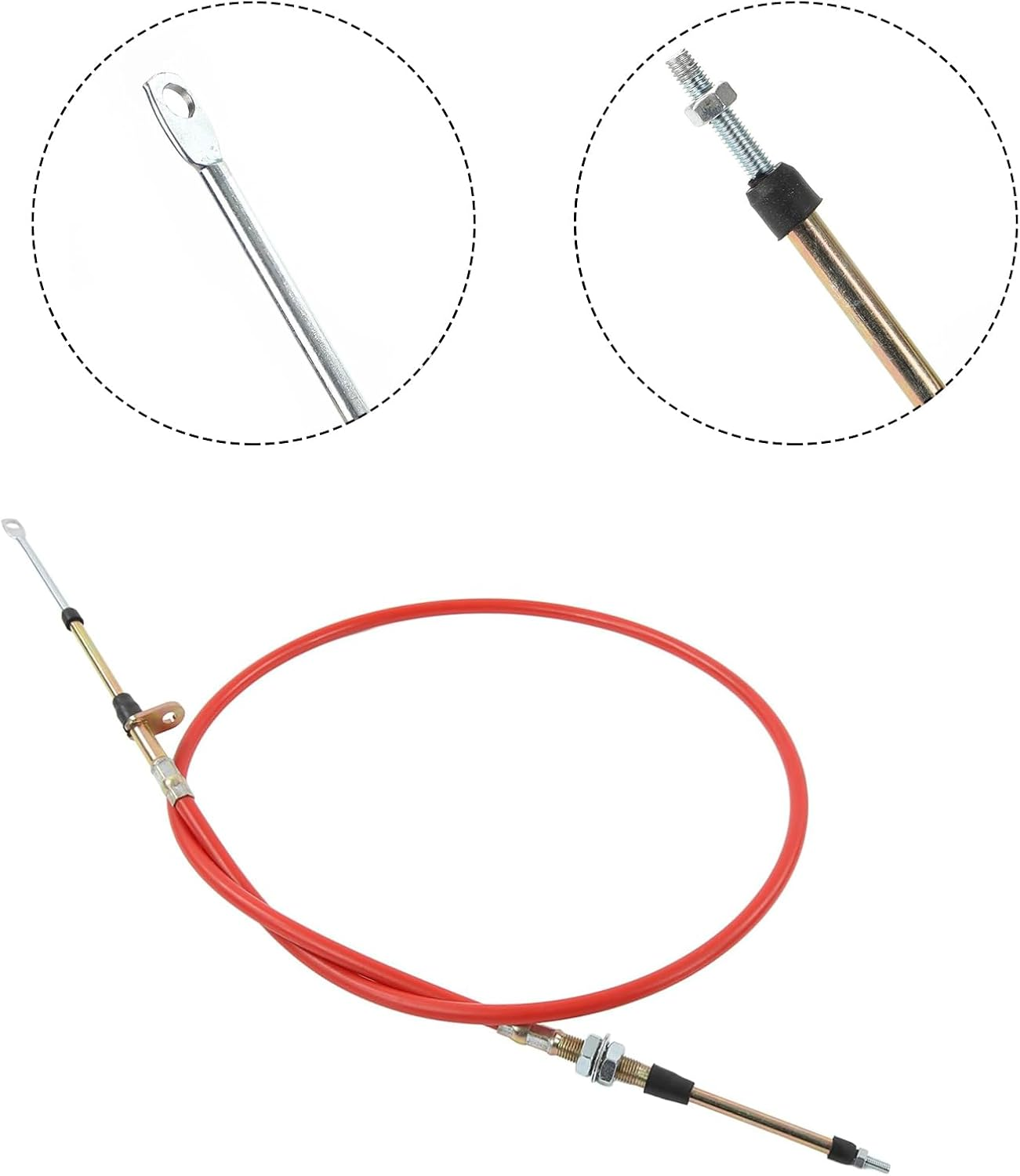 5Ft Long Automatic Transmission Shifter Cable Eyelet End, Replacement for B&M Automotive Heavy Duty Performance Shifter Cable, Shifter Cable Af72-1001 BM-80605 0.25" Outer Diameter Red image number 3