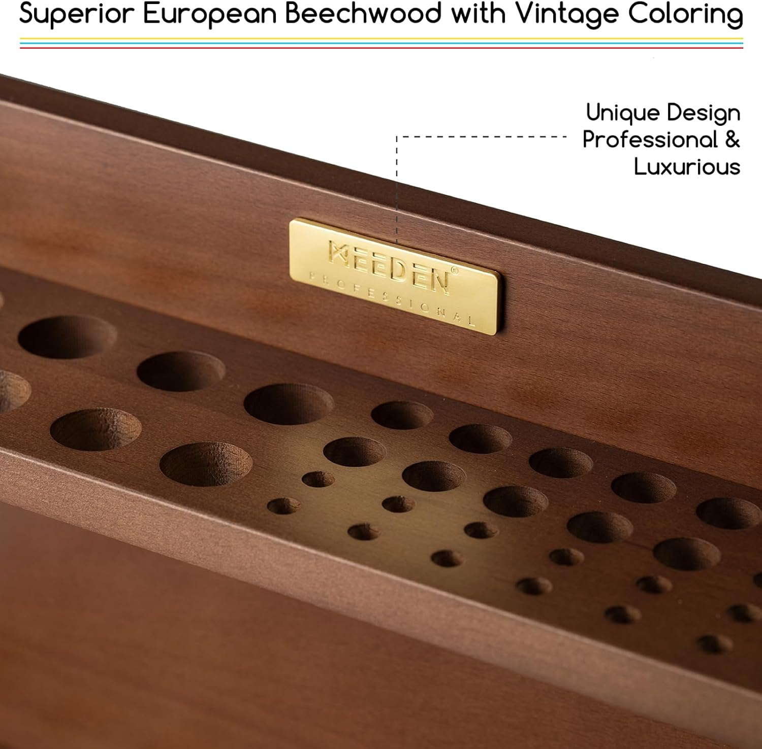 MEEDEN PRO Paint Brush Holder - Wooden Paint Brush Organizer - Paint Brush Holder for Artist - Art Supply Storage for Desk, Arts and Crafts