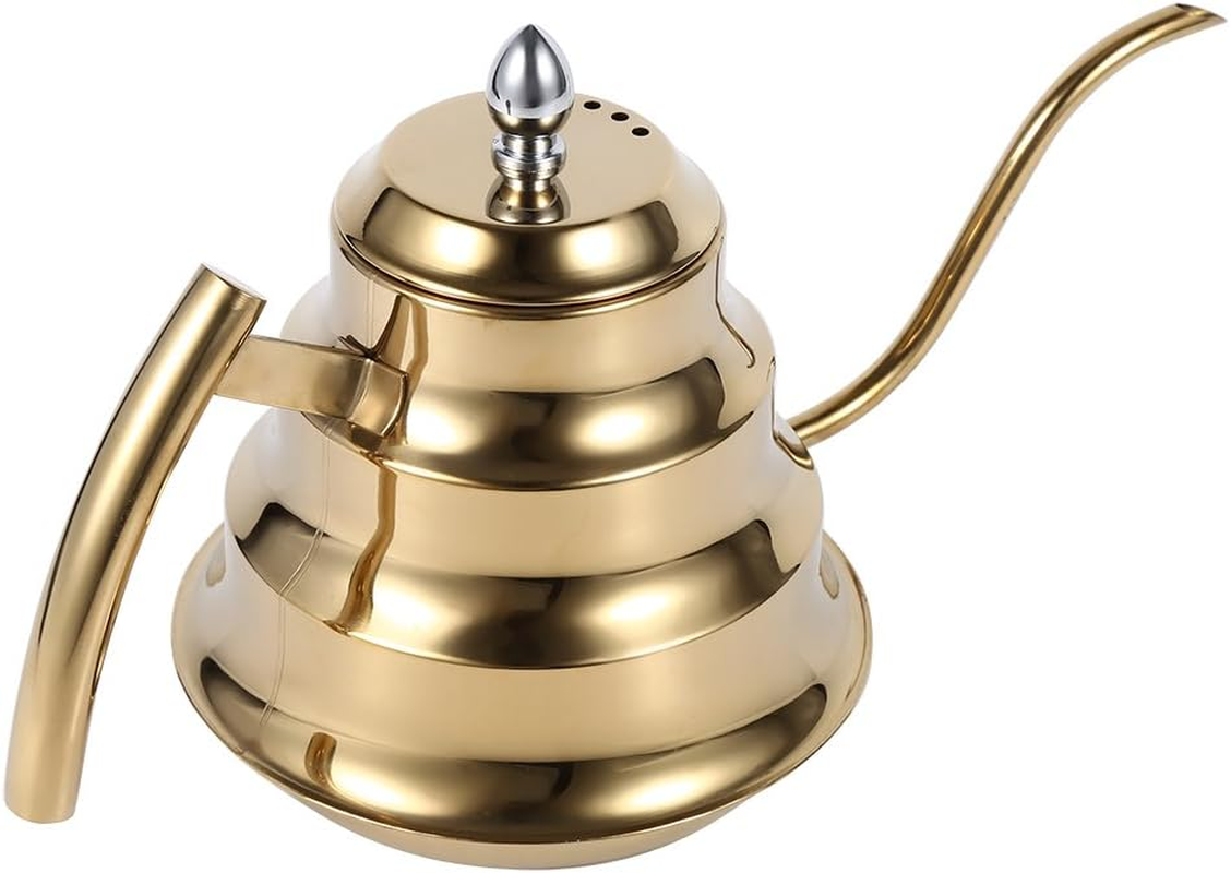 CHICIRIS Stainless Steel Coffee Pot, 1.2L Espresso Maker Mocha Pot,Coffee Machine Bamboo Joint Kettle Drip for Home, Office,Cafes (Golden) image number 2