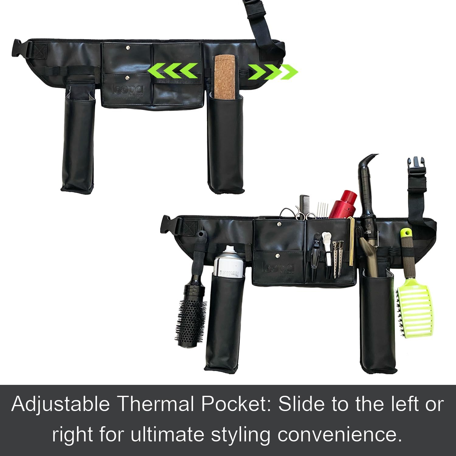 Professional Hair Stylist & Hairdresser Working Belt: Efficient Tool Organization & Workflow Enhancement with Thermal Pocket for Curling Irons Hair Dryers, & Hairspray - Ideal for On-The-Go Stylists image number 3